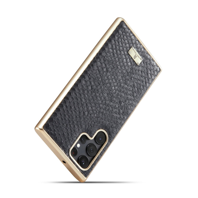 Fierre Shann  Snake Texture Electroplating PU Phone Case, For Samsung Galaxy S22 5G, For Samsung Galaxy S22+ 5G, For Samsung Galaxy S22 Ultra 5G