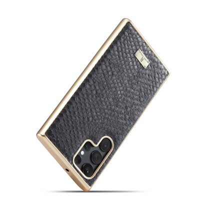 Fierre Shann  Snake Texture Electroplating PU Phone Case, For Samsung Galaxy S22 5G, For Samsung Galaxy S22+ 5G, For Samsung Galaxy S22 Ultra 5G