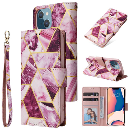Marble Bronzing Stitching Horizontal Flip PU Leather Case, For iPhone 14, For iPhone 14 Plus, For iPhone 14 Pro, For iPhone 14 Pro Max