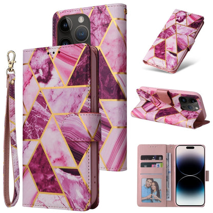 Marble Bronzing Stitching Horizontal Flip PU Leather Case, For iPhone 14, For iPhone 14 Plus, For iPhone 14 Pro, For iPhone 14 Pro Max