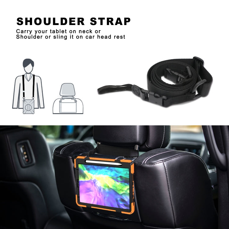 For iPad Pro 11 (2020) 360 Degree Rotation Silicone Protective Cover with Holder & Hand Strap & Long Strap & Pencil Slot, For iPad Air 2025 / 10.9 / Pro 11 2021 / 2020 / 2018