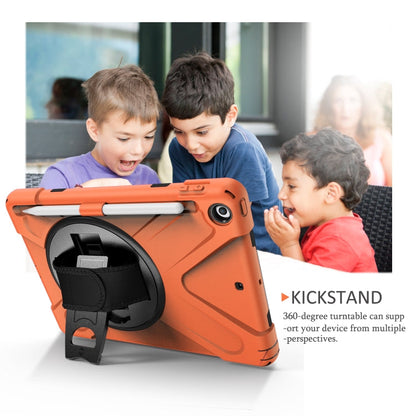 For iPad 9.7 (2018) & (2017) 360 Degree Rotation Silicone Protective Cover with Holder & Hand Strap & Long Strap & Pencil Slot, For iPad 9.7 (2018) & (2017)