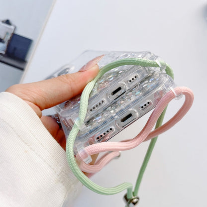 Lanyard Glitter Epoxy Clear Phone Case, For iPhone 14 Pro Max, For iPhone 13 mini, For iPhone 13