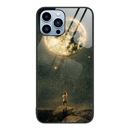 Colorful Painted Glass Phone Case, For iPhone 14 Pro
