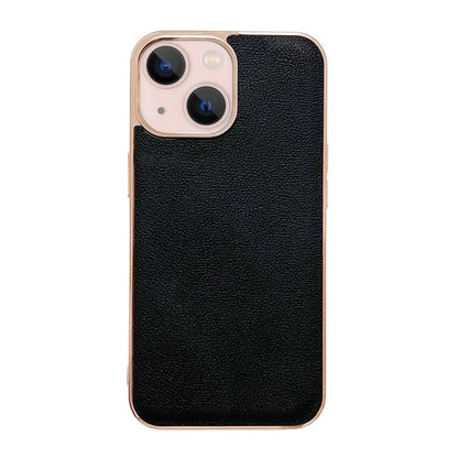 Genuine Leather Luolai Series Nano Electroplating Phone Case, For iPhone 14, For iPhone 14 Plus, For iPhone 14 Pro, For iPhone 14 Pro Max, For iPhone 13, For iPhone 13 Pro