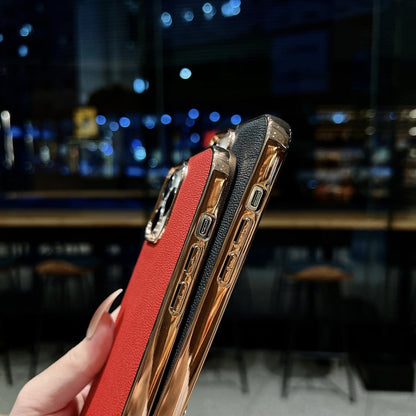 Genuine Leather Luolai Series Nano Electroplating Phone Case, For iPhone 13 Pro Max