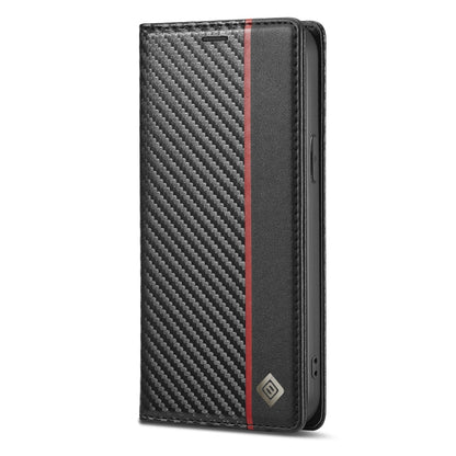 LC.IMEEKE Carbon Fiber PU + TPU Leather Case, For iPhone 14, For iPhone 14 Plus, For iPhone 14 Pro, For iPhone 14 Pro Max