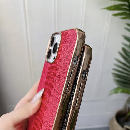 Genuine Leather Pinshang Series Nano Electroplating Phone Case, For iPhone 14, For iPhone 14 Plus, For iPhone 14 Pro, For iPhone 14 Pro Max, For iPhone 13, For iPhone 13 Pro