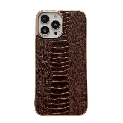 Genuine Leather Pinshang Series Nano Electroplating Phone Case, For iPhone 14, For iPhone 14 Plus, For iPhone 14 Pro, For iPhone 14 Pro Max, For iPhone 13, For iPhone 13 Pro