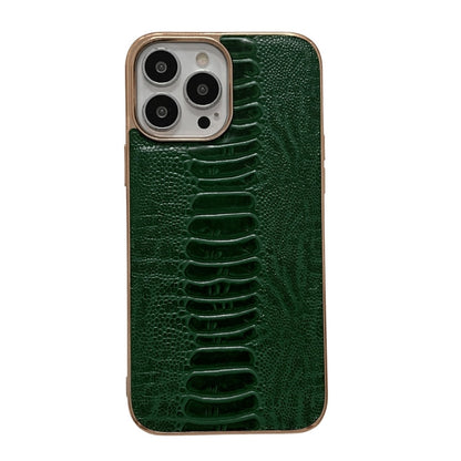 Genuine Leather Pinshang Series Nano Electroplating Phone Case, For iPhone 14, For iPhone 14 Plus, For iPhone 14 Pro, For iPhone 14 Pro Max, For iPhone 13, For iPhone 13 Pro