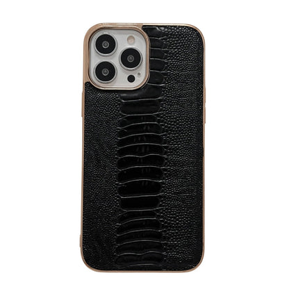 Genuine Leather Pinshang Series Nano Electroplating Phone Case, For iPhone 14, For iPhone 14 Plus, For iPhone 14 Pro, For iPhone 14 Pro Max, For iPhone 13, For iPhone 13 Pro