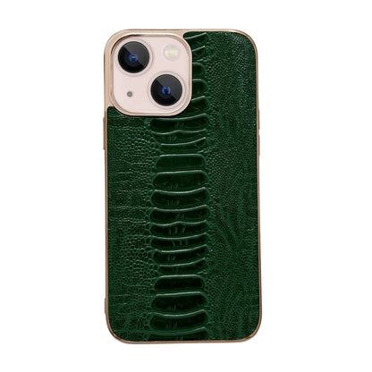 Genuine Leather Pinshang Series Nano Electroplating Phone Case, For iPhone 14, For iPhone 14 Plus, For iPhone 14 Pro, For iPhone 14 Pro Max, For iPhone 13, For iPhone 13 Pro