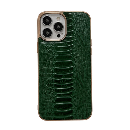 Genuine Leather Pinshang Series Nano Electroplating Phone Case, For iPhone 13 Pro Max