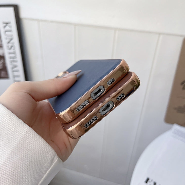 Genuine Leather Xiaoya Series Nano Electroplating Phone Case, For iPhone 13 Pro Max