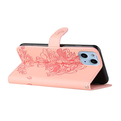 Tiger Flower Embossing Leather Phone Case, For iPhone 14, For iPhone 14 Plus, For iPhone 14 Pro, For iPhone 14 Pro Max
