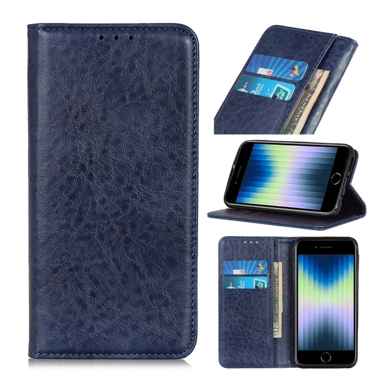 Magnetic Suction Crazy Horse Pattern PU Left and Right Open with Bracket and Card Slot and Wallet, For iPhone SE 2022 / SE 2020