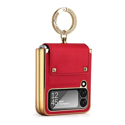 GKK Colorful PU Phone Case with Ring Holder, For Samsung Galaxy Z Flip4 5G, For Samsung Galaxy Z Flip3 5G