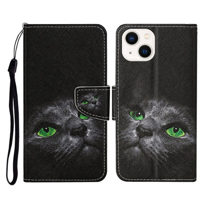 3D Colored Drawing Flip Leather Phone Case, For iPhone 14