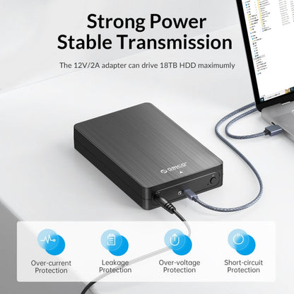 ORICO HM35C3 3.5 inch USB3.1 Gen1 Type-C Hard Drive Enclosure, EU Plug, US Plug, UK Plug, AU Plug