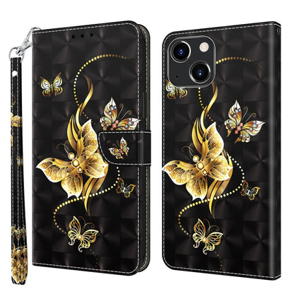 3D Painted Leather Phone Case, For iPhone 14, For iPhone 14 Plus, For iPhone 14 Pro