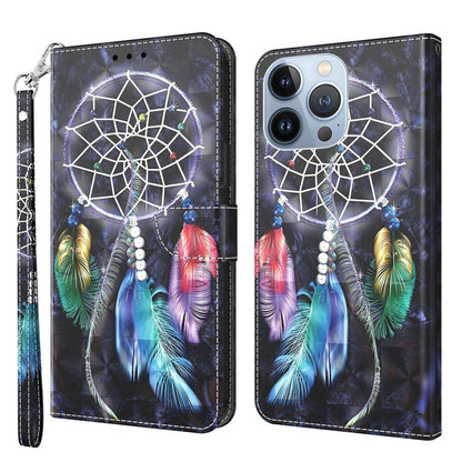 3D Painted Leather Phone Case, For iPhone 14, For iPhone 14 Plus, For iPhone 14 Pro