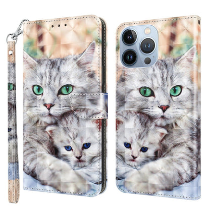 3D Painted Leather Phone Case, For iPhone 14, For iPhone 14 Plus, For iPhone 14 Pro
