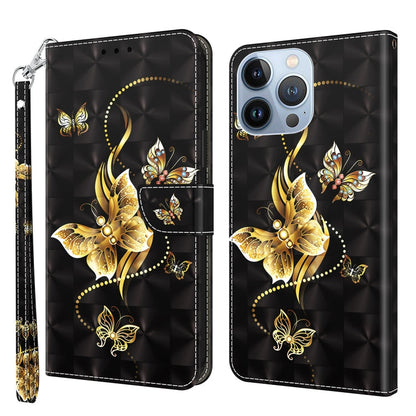 3D Painted Leather Phone Case, For iPhone 14, For iPhone 14 Plus, For iPhone 14 Pro