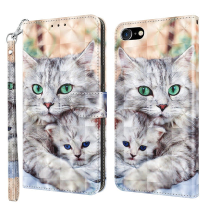 3D Painted Leather Phone Case, For iPhone SE 2022 / SE 2020 / 8 / 7, For iPhone XR, For iPhone 8 Plus / 7 Plus