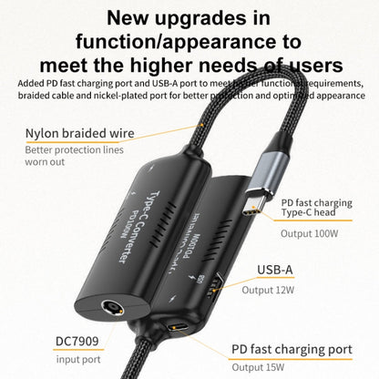 + Type-C + USB Female to Type-C Multifunction Apapter, DC5521 / 5525, DC7406, DC7909, Square Port