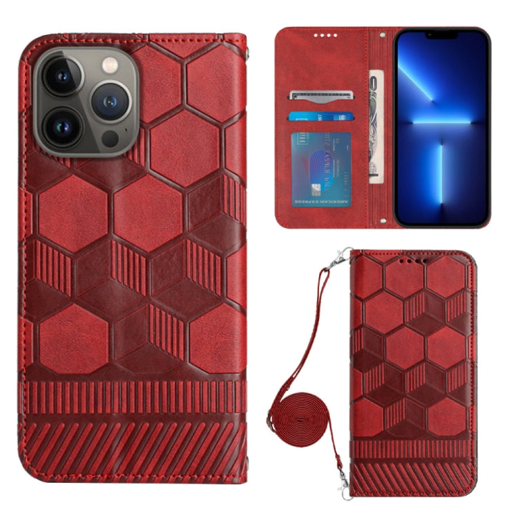 Crossbody Football Texture Magnetic PU Phone Case, For iPhone 13 Mini, For iPhone 13 Pro, For iPhone 13 Pro Max, For iPhone 14
