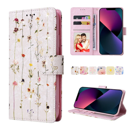 Bronzing Painting RFID Leather Case, For iPhone 13 mini, For iPhone 13, For iPhone 13 Pro, For iPhone 13 Pro Max