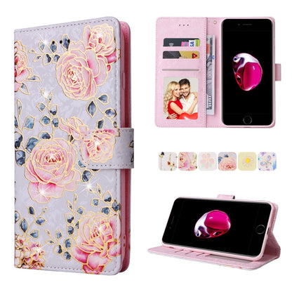 Bronzing Painting RFID Leather Case, For iPhone X / XS, For iPhone 7 Plus / 8 Plus, For iPhone SE 2022 / SE 2020 / 7 / 8