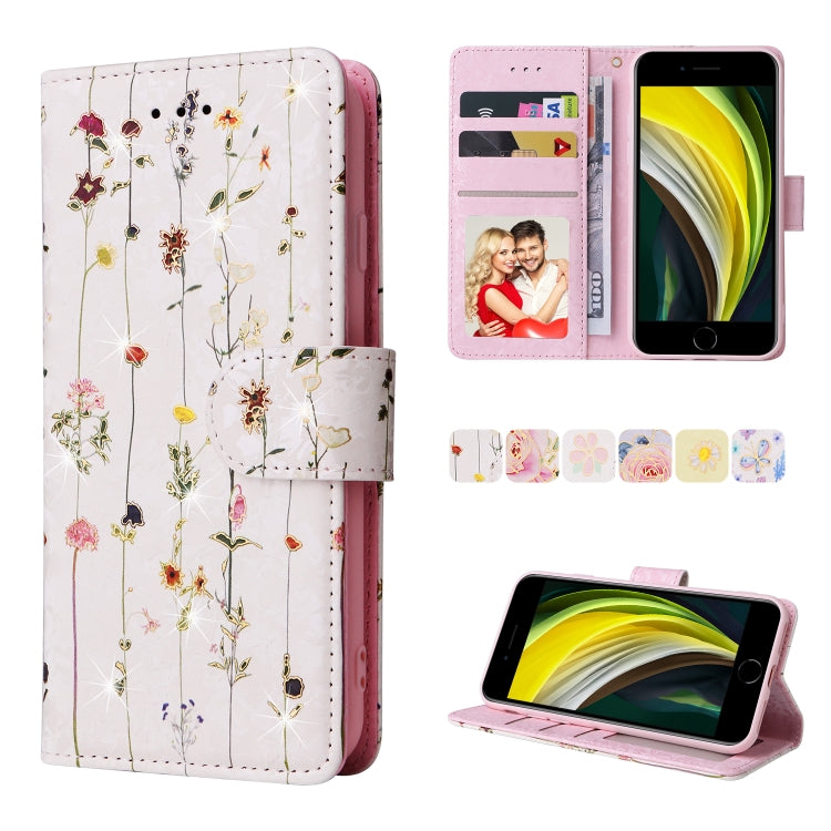 Bronzing Painting RFID Leather Case, For iPhone X / XS, For iPhone 7 Plus / 8 Plus, For iPhone SE 2022 / SE 2020 / 7 / 8