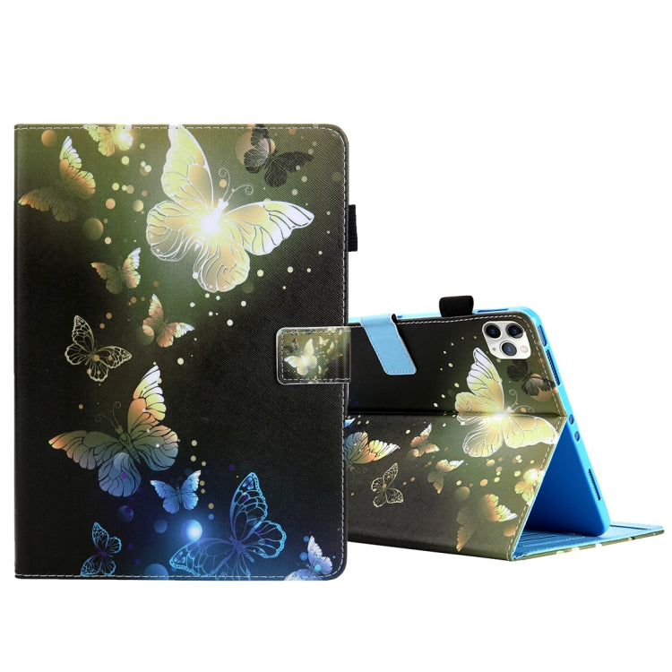 For iPad Pro 11 (2020) & (2018) Painted Pattern Tablet PC Protective Leather Case with Bracket & Card Slot & Photo Holder, Elephant Rabbit, Blue Pink Pineapple, Red Flower Pink Butterfly, Rose Flower, Red Flower Blue Butterfly, Pear Flower             ...