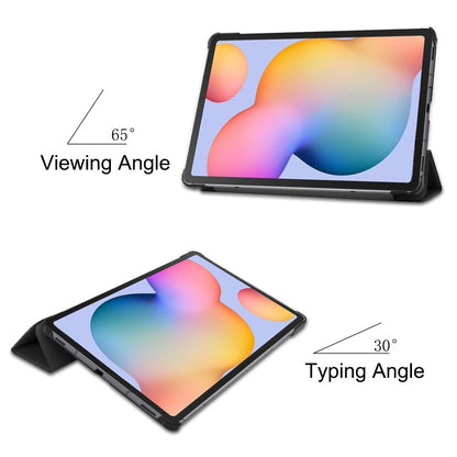 Custer Pattern Pure Color Horizontal Flip Leather Case with Three-folding Holder, For Galaxy Tab S6 Lite 10.4 inch, For Lenovo M10 Plus TB-X606F
