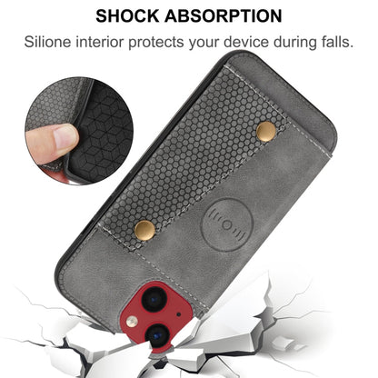 Double Buckle Card Slots PU+TPU Phone Case, For iPhone 14, For iPhone 14 Plus, For iPhone 14 Pro, For iPhone 14 Pro Max
