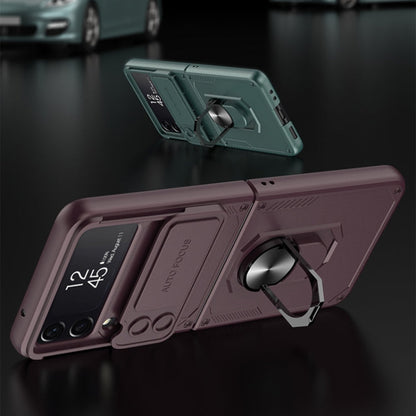 GKK Carbon Brazing Pattern Shockproof Armor PC Phone Case with Ring Holder, For Samsung Galaxy Z Flip4