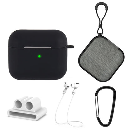 5 in 1 Silicone Earphone Protective Case + Earphone Bag + Earphones Buckle + Hook + Anti-lost Rope Set, For AirPods 3
