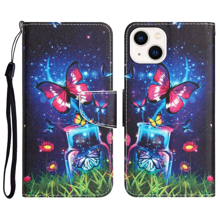 Colored Drawing Leather Phone Case, For iPhone 14