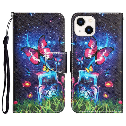 Colored Drawing Leather Phone Case, For iPhone 14