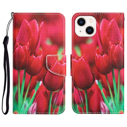 Colored Drawing Leather Phone Case, For iPhone 14