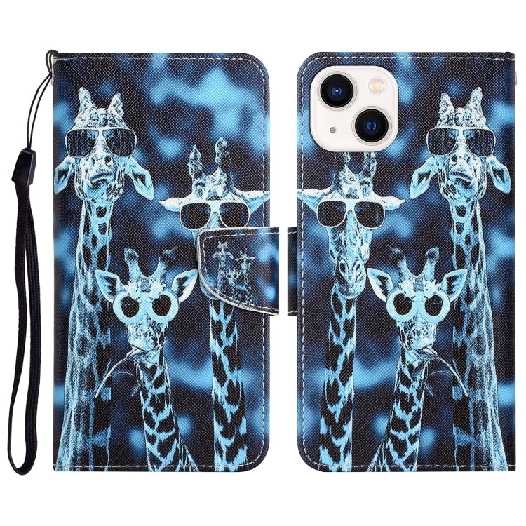 Colored Drawing Leather Phone Case, For iPhone 14