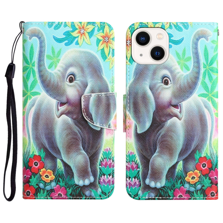 Colored Drawing Leather Phone Case, For iPhone 14 Plus