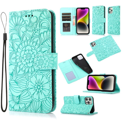 Skin Feel Embossed Sunflower Horizontal Leather Case, For iPhone 13, For iPhone 13 mini, For iPhone 13 Pro, For iPhone 13 Pro Max