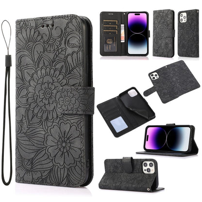 Skin Feel Embossed Sunflower Horizontal Leather Case, For iPhone 14, For iPhone 14 Plus, For iPhone 14 Pro, For iPhone 14 Pro Max
