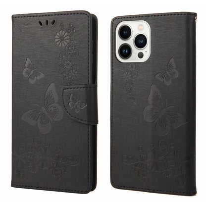 Butterfly Embossed Horizontal Flip Leather Phone Case, For iPhone 14, For iPhone 14 Plus, For iPhone 14 Pro