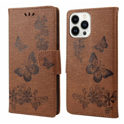 Butterfly Embossed Horizontal Flip Leather Phone Case, For iPhone 14, For iPhone 14 Plus, For iPhone 14 Pro
