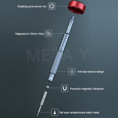 MECHANIC META Y Cross 2.5 Alloy Magnetic Screwdriver for Phone Repair, Torx T2, Tri-point 0.6, Pentalobe 0.8, Cross 1.2, Cross 1.5, Cross 2.5