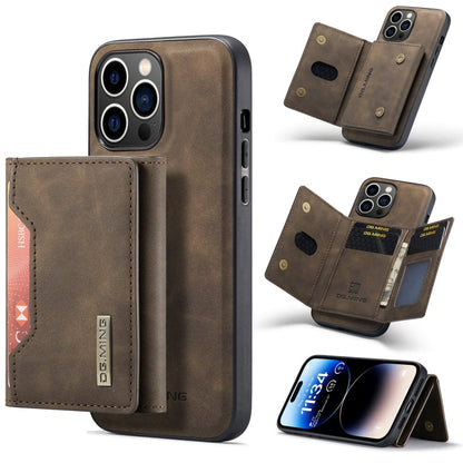 DG.MING M2 Series 3-Fold Card Bag Magnetic Leather Case, For iPhone 14, For iPhone 14 Plus, For iPhone 14 Pro, For iPhone 14 Pro Max