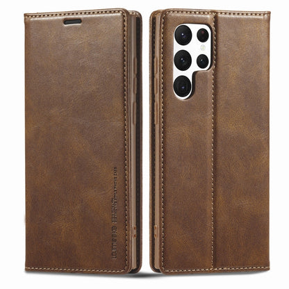 LC.IMEEKE RFID Anti-theft Leather Phone Case, For Samsung Galaxy S22 Ultra 5G